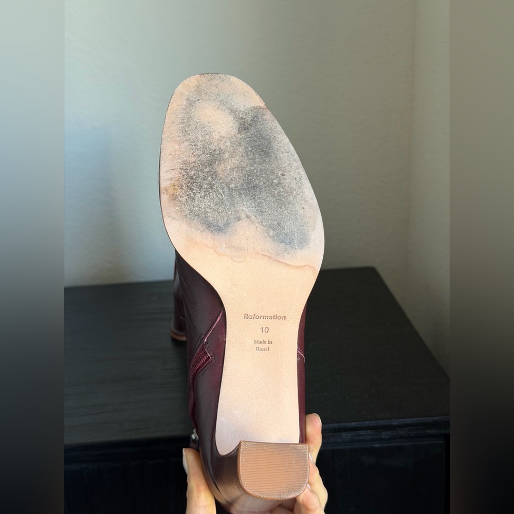 Reformation Gillian Burgundy Leather Ankle Boots - Picture 11 of 15